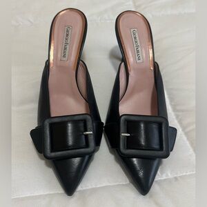 Like new Giorgio Fabiani black leather heeled mules Sz 40